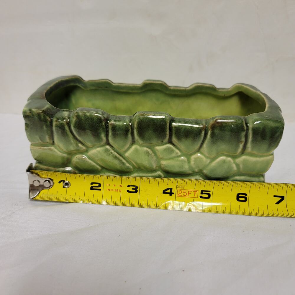 Vintage Stone embossed Oblong 7" Green planter - Picture 7 of 7